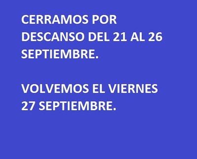 CERRADO DEL 21 AL 26 SEPTIEMBRE